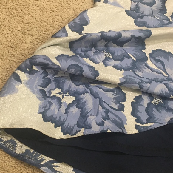 Floral, Blue, & Silver Halter Dress - Picture 5 of 5
